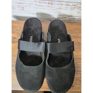 Vionic Laurel Shoes Women's size 9 Blk suede slip-on comfort mules EUC